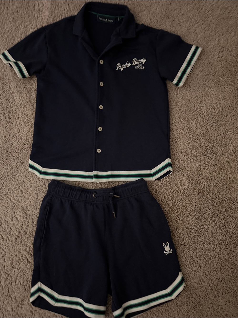 Psycho Bunny Navy Blue & White Trim Kids Matching Set
